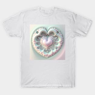 A Fractal Design in A Heart Motif T-Shirt